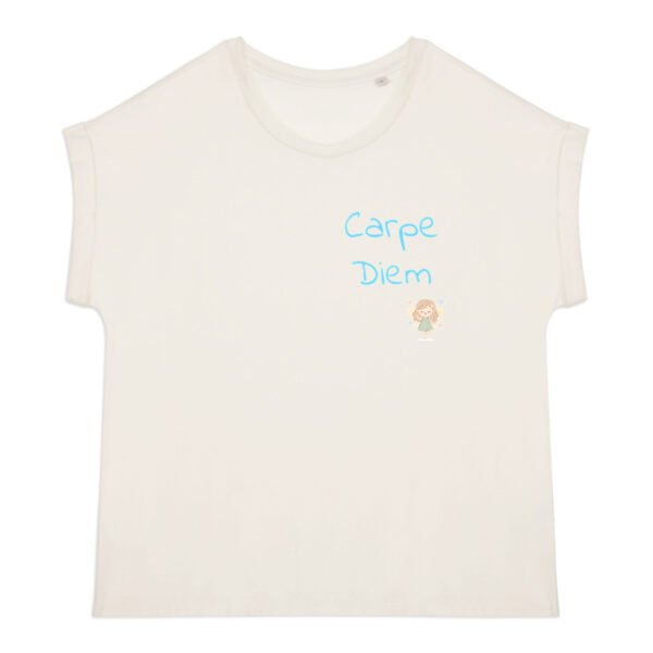 T-shirt femme biologique manches à revers - Carpe Diem