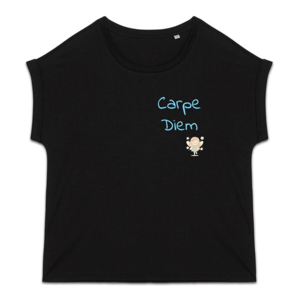 T-shirt femme biologique manches à revers - Carpe Diem