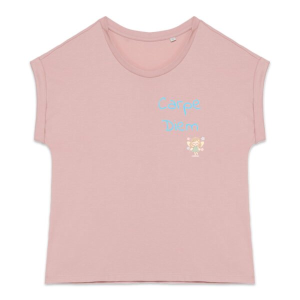 T-shirt femme biologique manches à revers - Carpe Diem