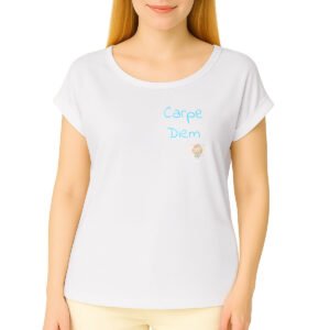 T-shirt femme biologique manches à revers - Carpe Diem