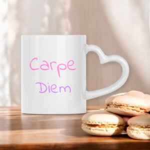 Mug à anse en forme de coeur - Carpe Diem
