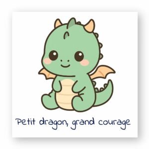 Autocollant Carré Petit Dragon Courageux