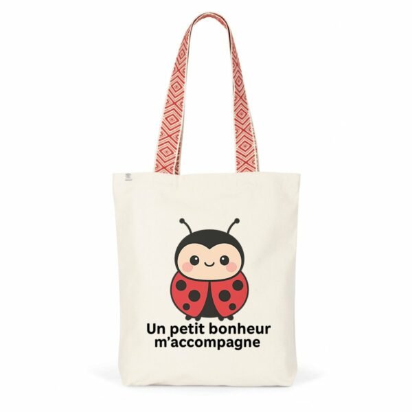 Totebag ethnique - Un petit bonheur m'accompagne