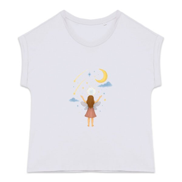 T-shirt femme biologique manches à revers - Fée étoilée