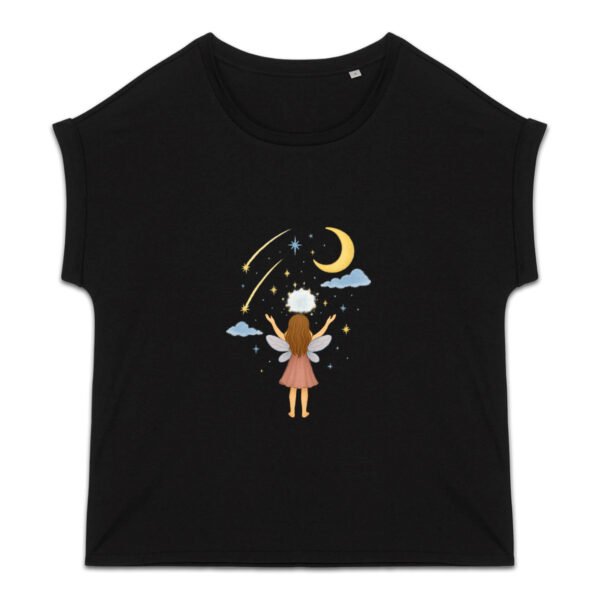 T-shirt femme biologique manches à revers - Fée étoilée