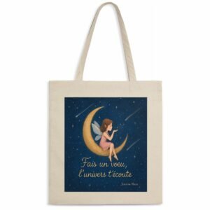 Totebag léger - Fée sur lune et poussière d'étoiles