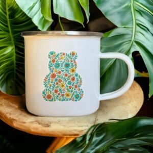 Mug métal - Ourson floral