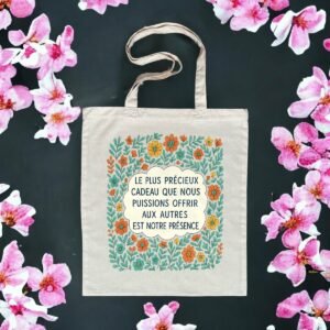 Totebag léger avec doodles floraux