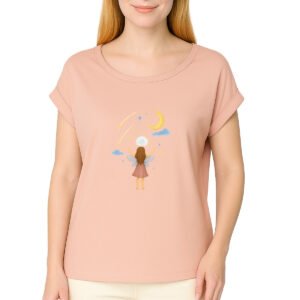 T-shirt femme biologique manches à revers - Fée étoilée